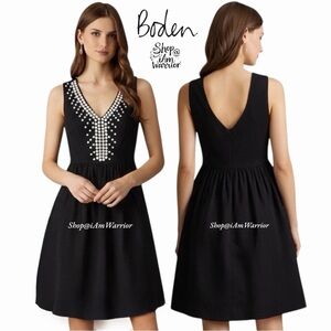 Boden black & cream beaded fit & flare mini dress *shop@iamwarrior